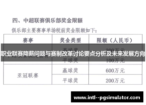 职业联赛降薪问题与赛制改革讨论要点分析及未来发展方向